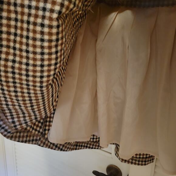 HYFVE Women's Checkered Pleated Mini Skirt Brown Beige Black Medium - Picture 4 of 5